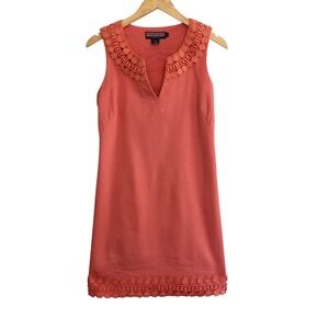 Vineyard Vines‎ Coral Sleeveless Dress Crochet Trim Size 4